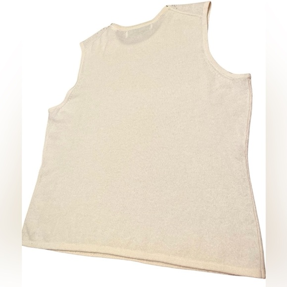 Valerie Steven’s 2 Ply Cashmere Beaded Embellished Sleeveless Sweater Size XL - Picture 9 of 13